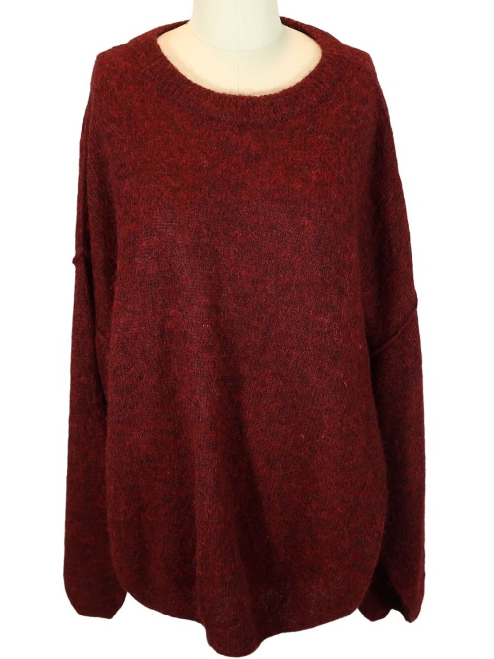 FREE PEOPLE Angelic Burgundy Peruvian Alpaca Oversized Sweater Size S Tunic